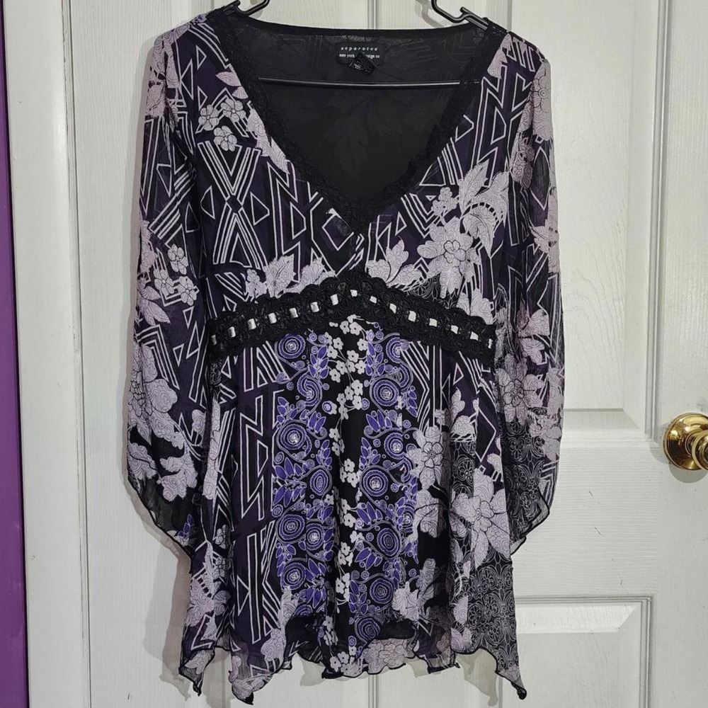 Vintage Y2K Purple Floral Fairy Top